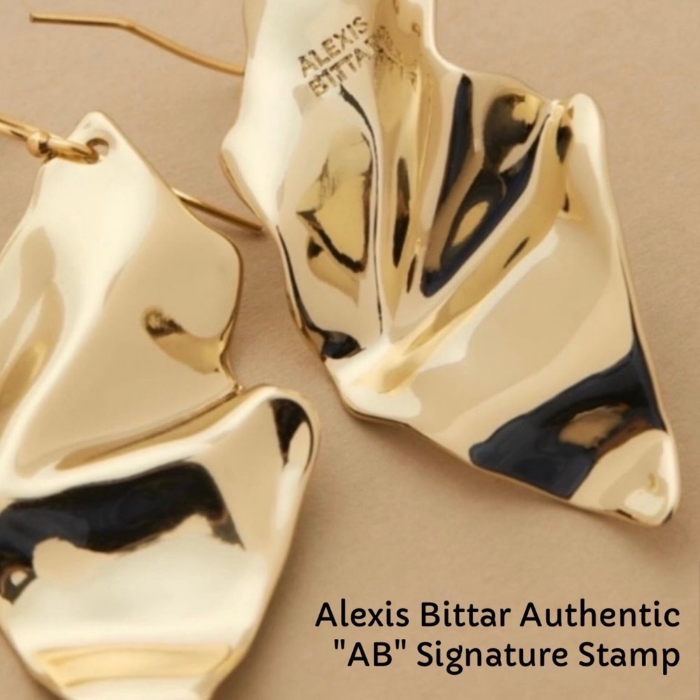 ALEXIS BITTAR Gold Crumpled Wire Drop Earrings - Picture 4 of 13